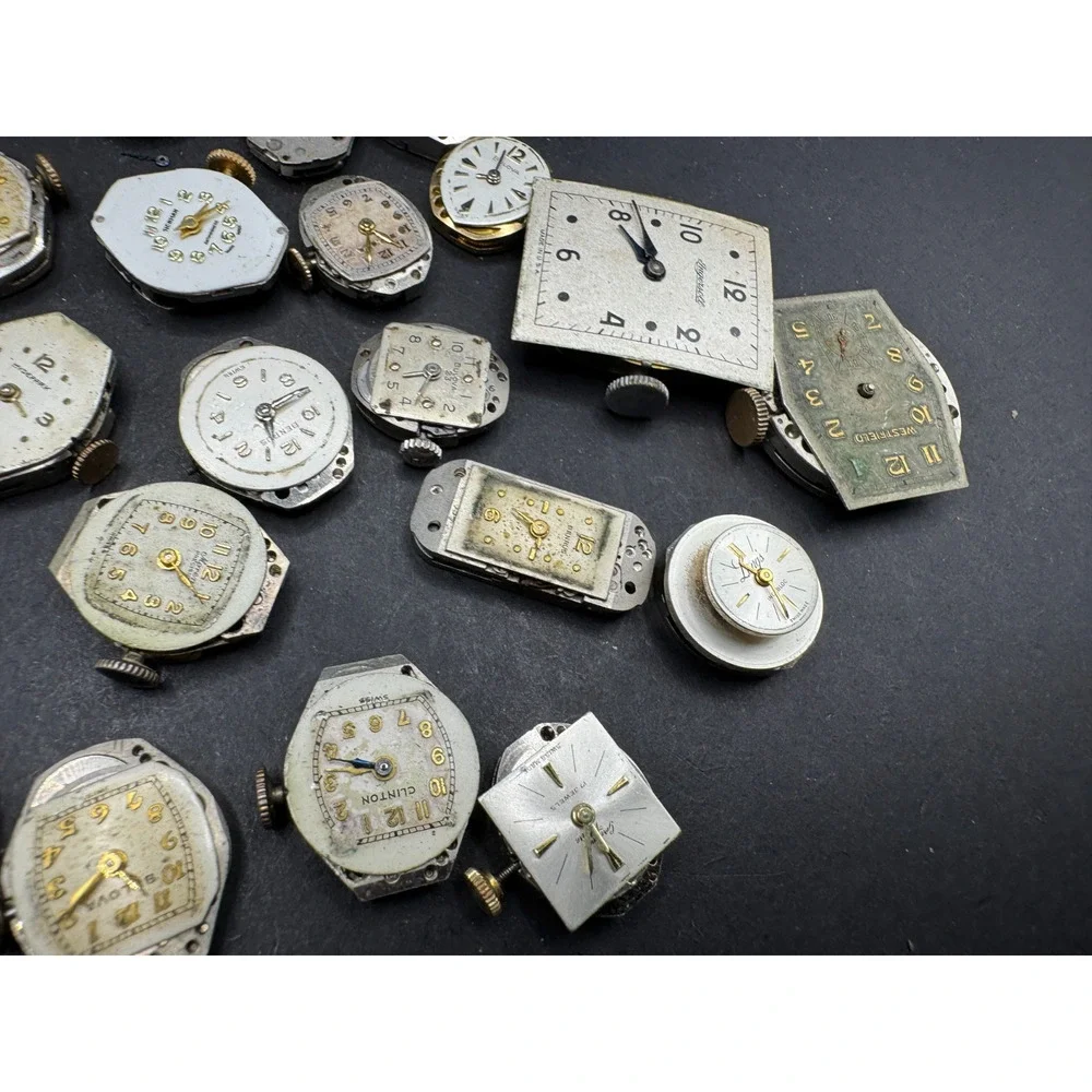 Vintage Rare Lot of 33 Automatic Movements Waltham Benrus Westfield Clinton
